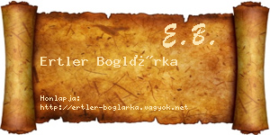 Ertler Boglárka névjegykártya